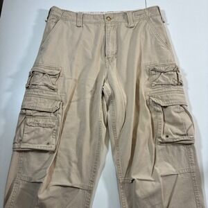 Plugg Cargo Pants 35x32 Multi Pocket Relaxed Twill Baggy 90s Y2K (Tag 34x32)
